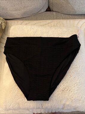 Victoria’s Secret Black Textured Bikini Bottoms with Tag, Large NWT